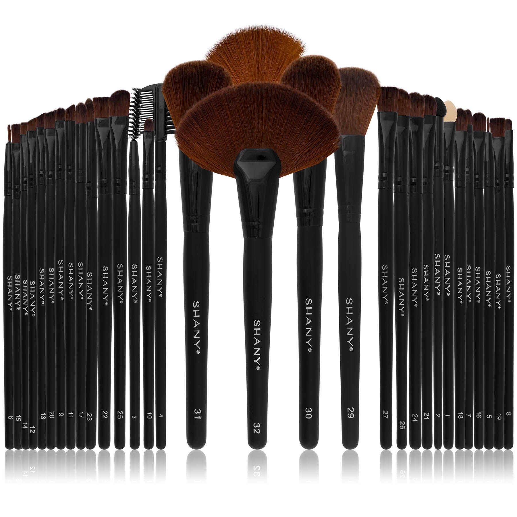 SHANY Makeup Brushes Premium Synthetic Foundation Powder Concealers Eye Shadows Cosmetics Brush Set with Faux Leather Pouch and Instruction sheet, 32 Count - SHOP - BRUSH SETS - ITEM# SH-32PCBRUSH