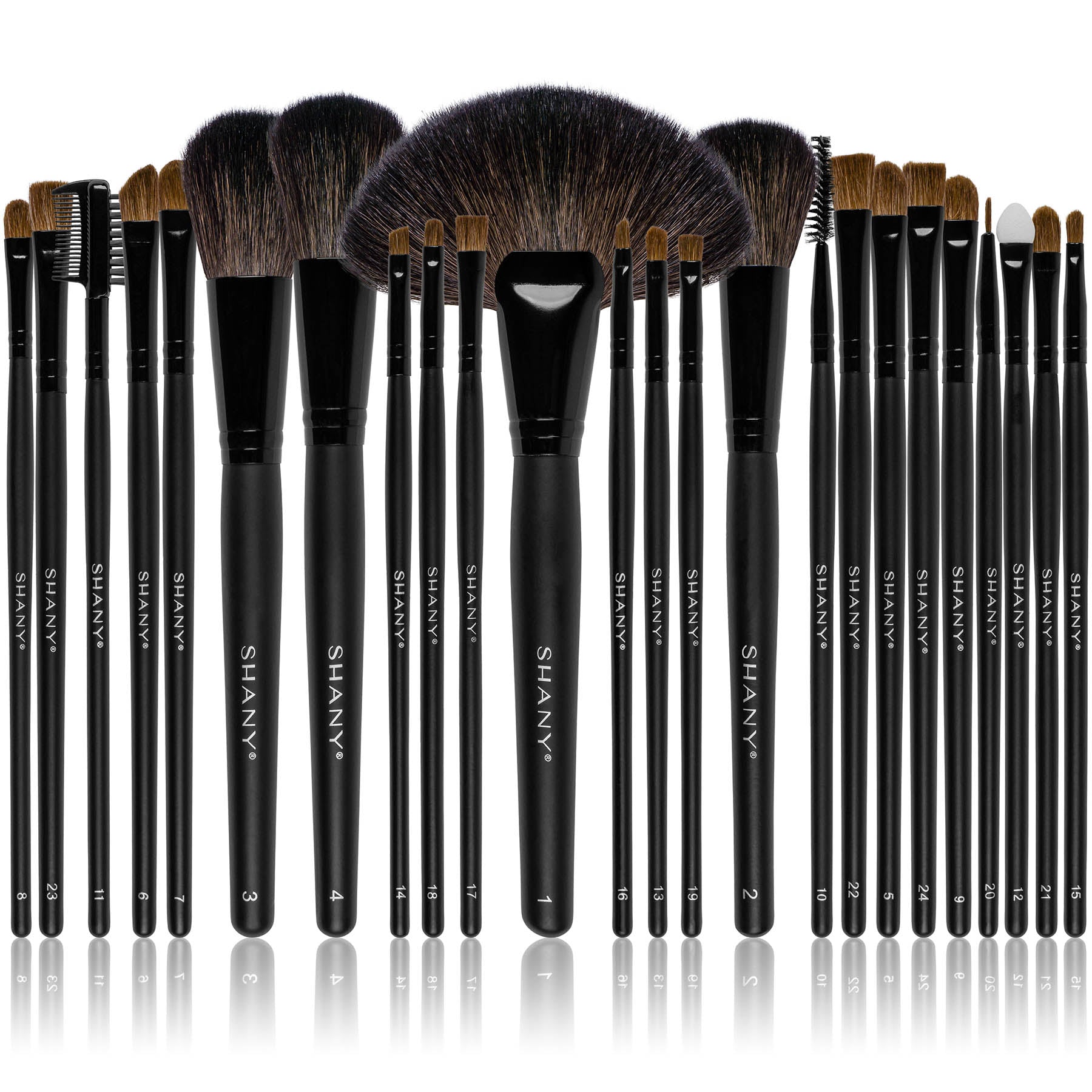 SHANY Makeup Brush Set Studio Quality Total Pro Make up Brush Kit with Leather Pouch- Foundation, Powder, Eyeshadow, Concealer, Liner and more. 24 Count - SHOP - BRUSH SETS - ITEM# SH0024-BR