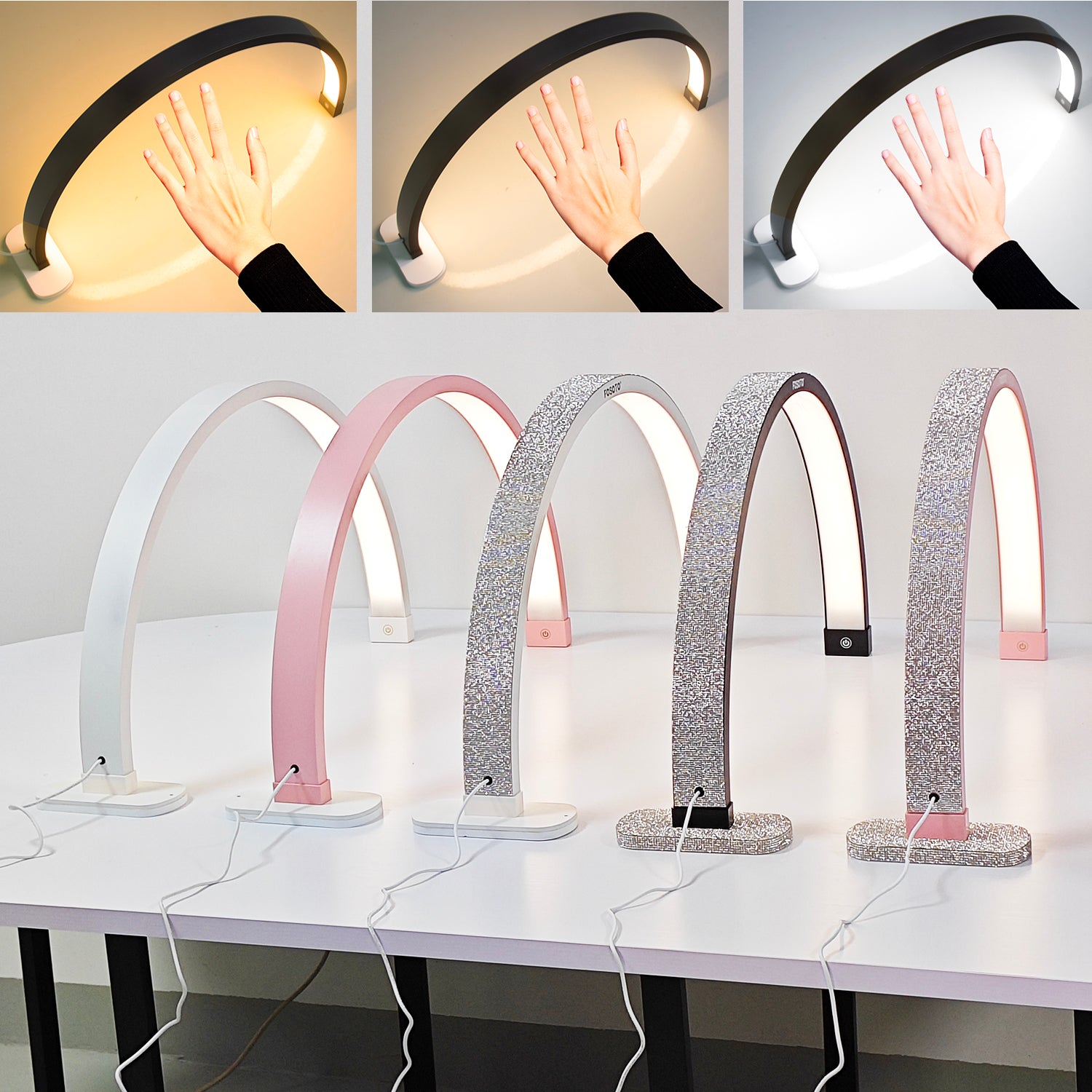 30-Inch Golden LED Half Moon Nail & Tattoo Lamp – Professional Manicure Light
