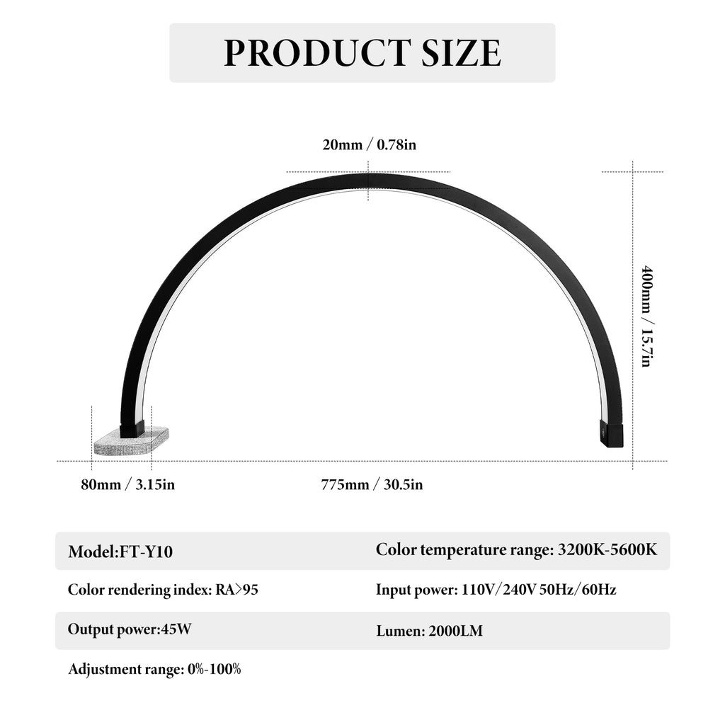 30-Inch Golden LED Half Moon Nail & Tattoo Lamp – Professional Manicure Light