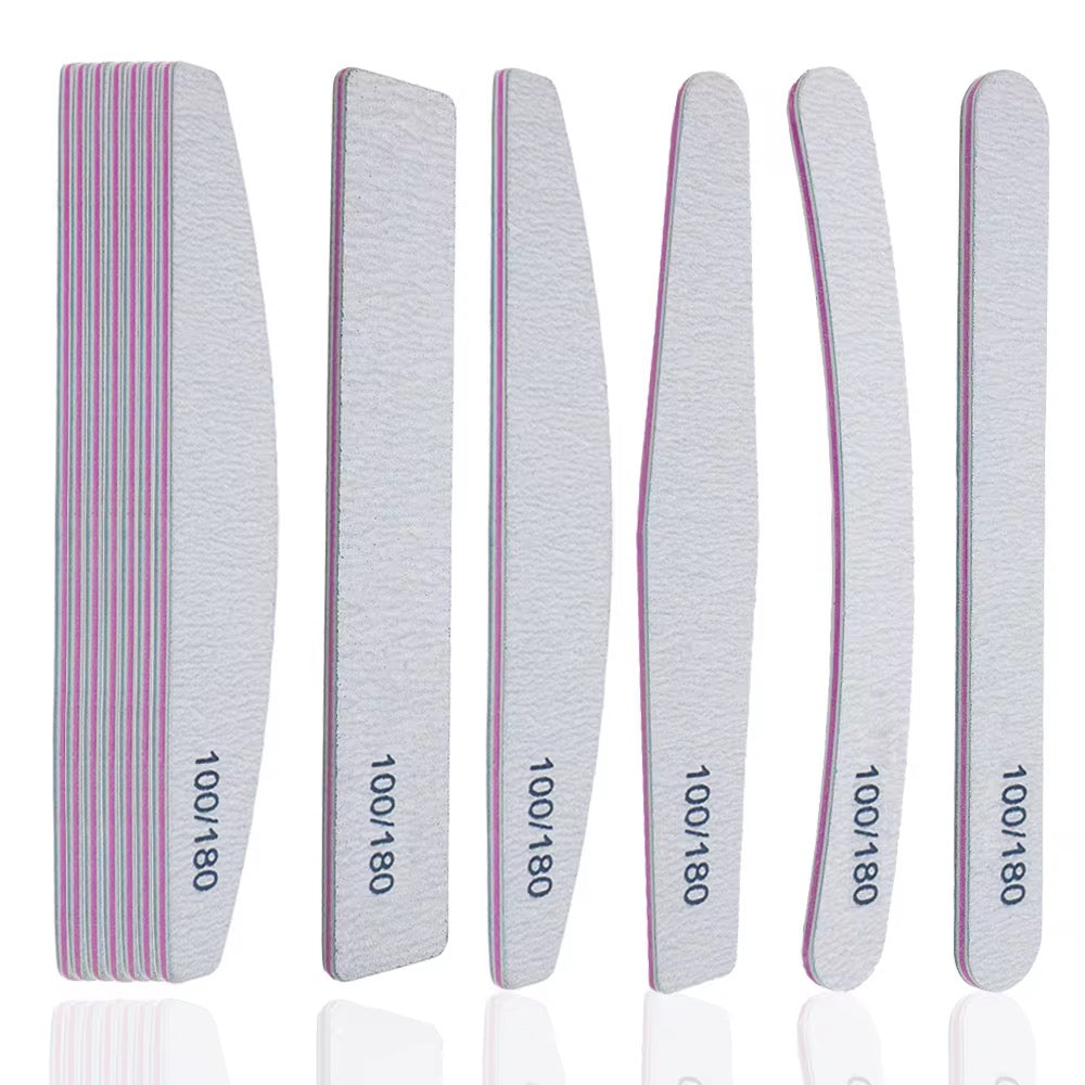Professional 100/180 Grit Zebra Nail Files (Washable & Reusable) 100pcs