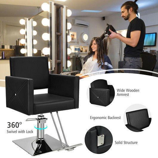 Salon Chair for Hair Stylist with Adjustable Swivel Hydraulic-Black-3