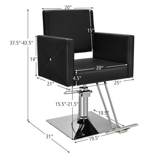 Salon Chair for Hair Stylist with Adjustable Swivel Hydraulic-Black-4
