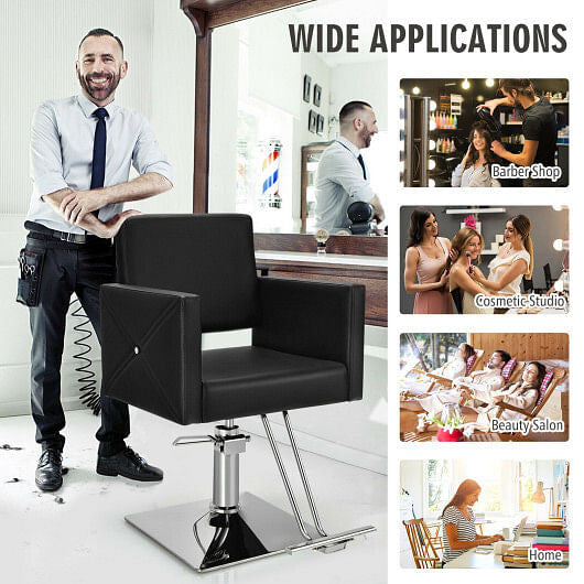 Salon Chair for Hair Stylist with Adjustable Swivel Hydraulic-Black-2