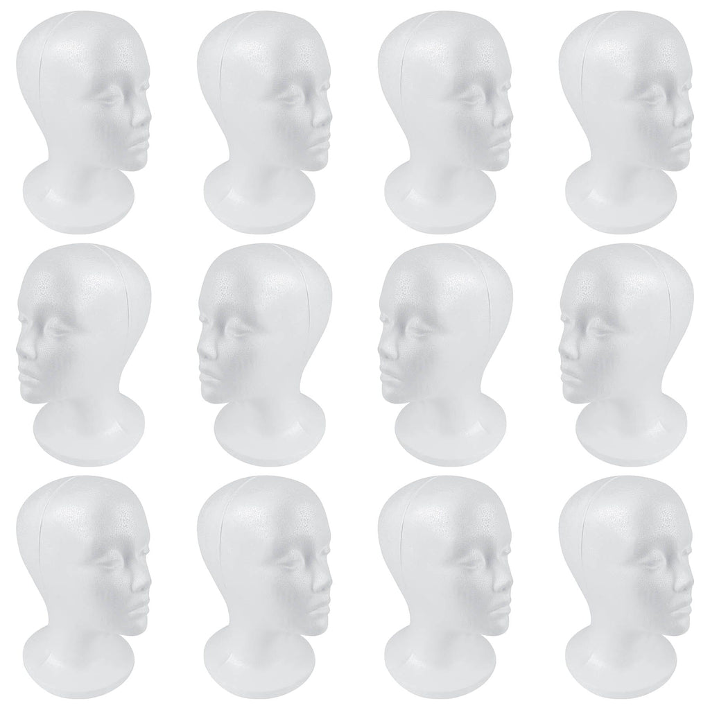 SHANY Styrofoam Model Heads ,Hat Wig Foam Mannequin Female Wig Head Stand ,Mannequin Head for wigs , Wig Holder - Round Base , 11 Inches Female Mannequin Head -12 Pieces - One Dozen - SHOP 12 - FOAM HEADS - ITEM# SH-FOAM-X12