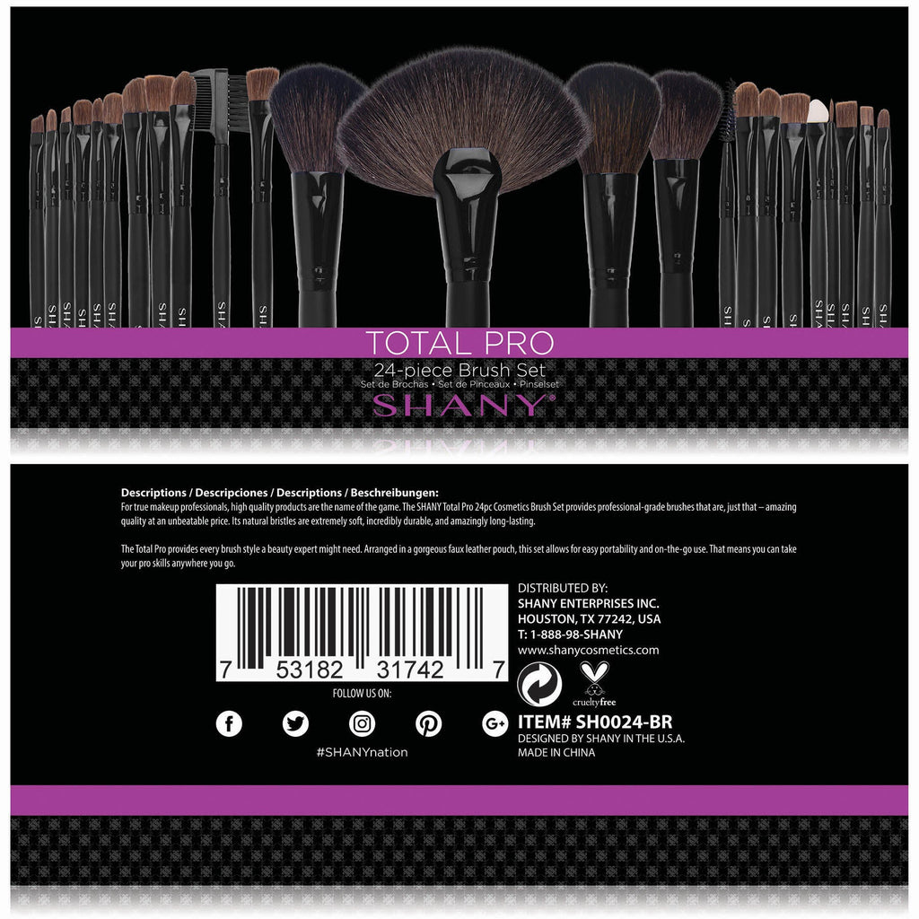Studio Quality Total Pro Cosmetic Brush Set with Leather Pouch, 24 Count-2